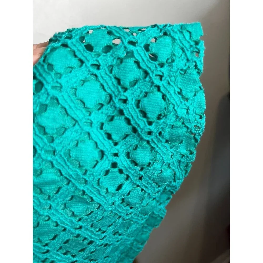 Floral‎ Lace Tank Dress Blue 12 Eyelet Geometric Boho Indie Folk Colorful Preppy